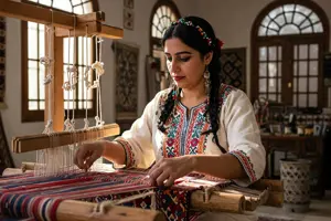        عمل الحرف اليدوية من النسيج والألياف والجلود والمواد المرتبطة بها       